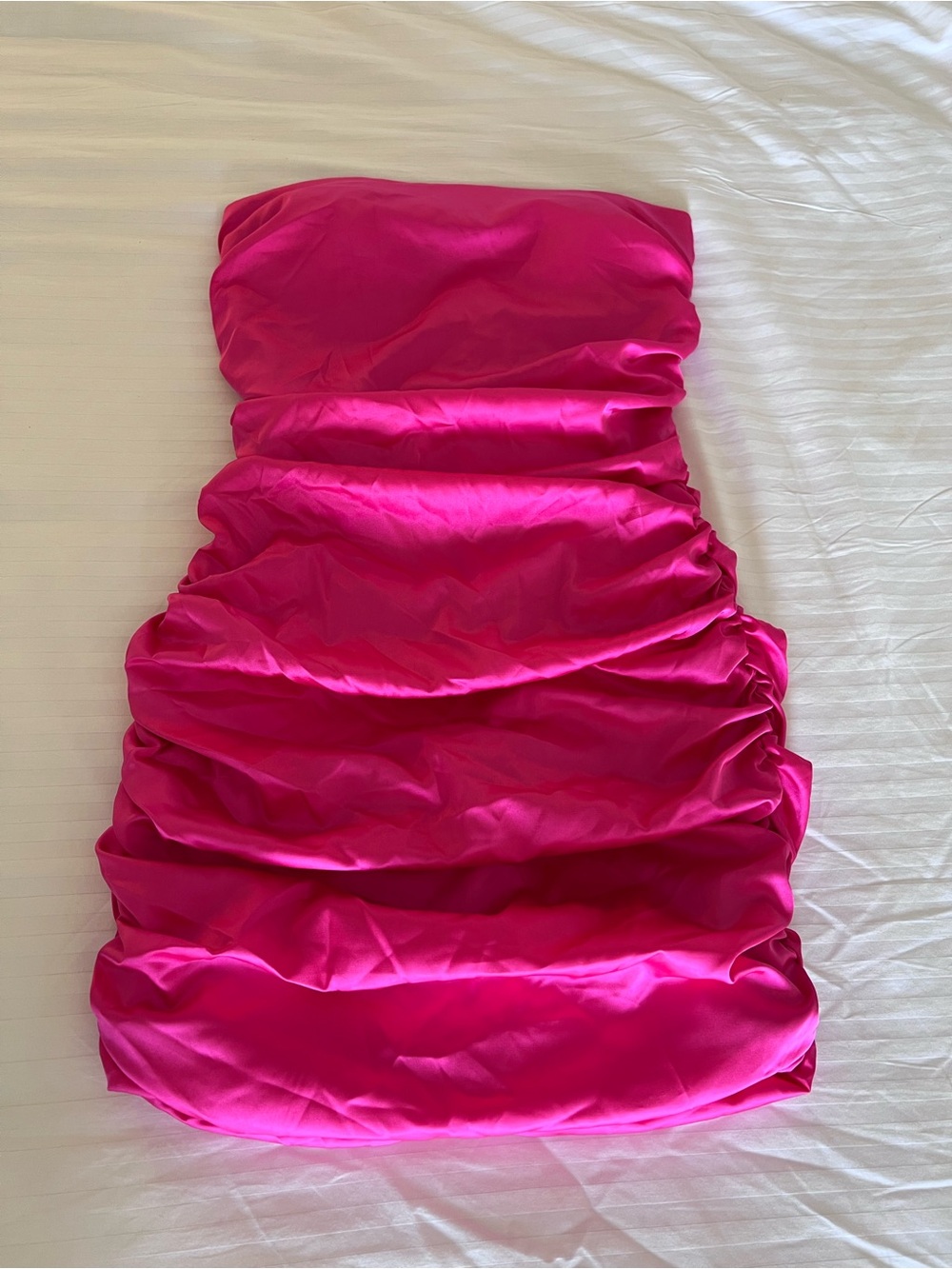 Hot Pink Satin Ruched Mini Dress 💖✨